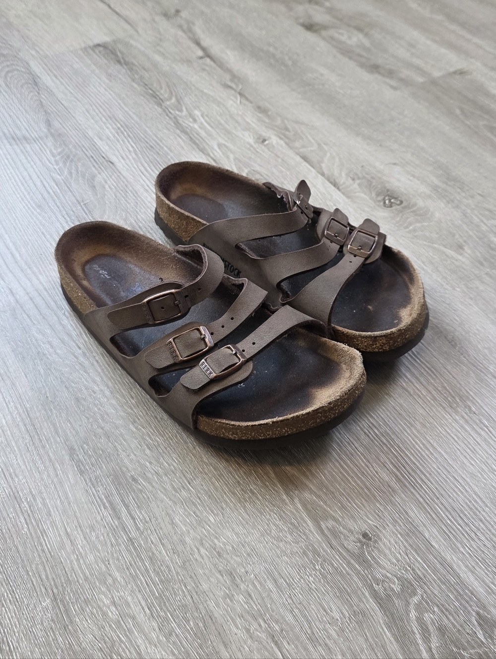 Birkenstock Florida Unisex Size 36 (5, 5 1/2) Brown Leather 3 Strap Sandals